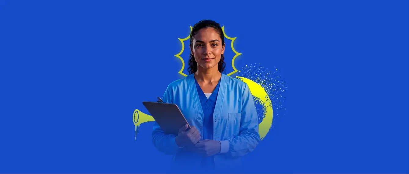 Imagem Ilustrativa de Rebeca Andrade vestida para estudar, segurando uma bolsa nas costas e um notebook na mão, sorrindo em pé